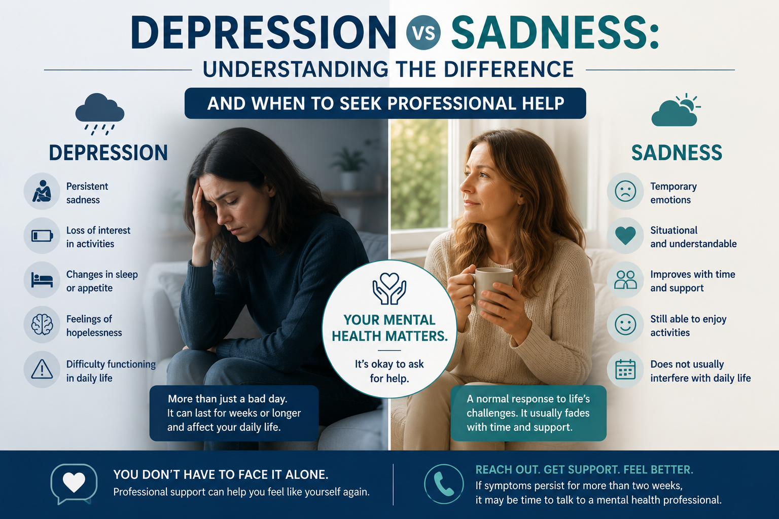 Depression vs Sadness: Understanding The Difference And When To Seek Professional Help